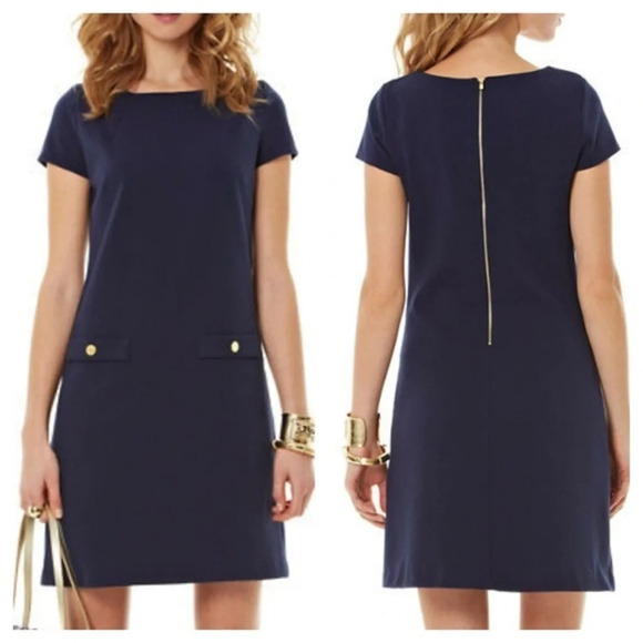 Lilly Pulitzer Dresses & Skirts - Lilly Pulitzer Layton Navy Shift Ribbed Knit Dress